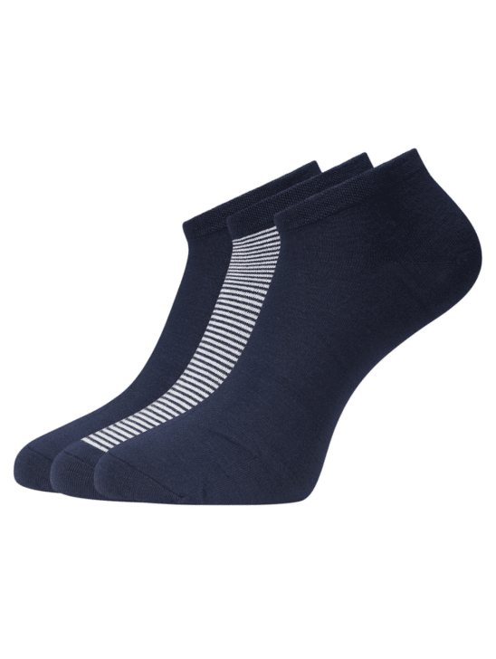 Bamboo basics – 3 pack sneaker sokken navy/gestreept