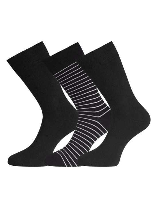 Bamboo basics – 3 pack sokken zwart/gestreept